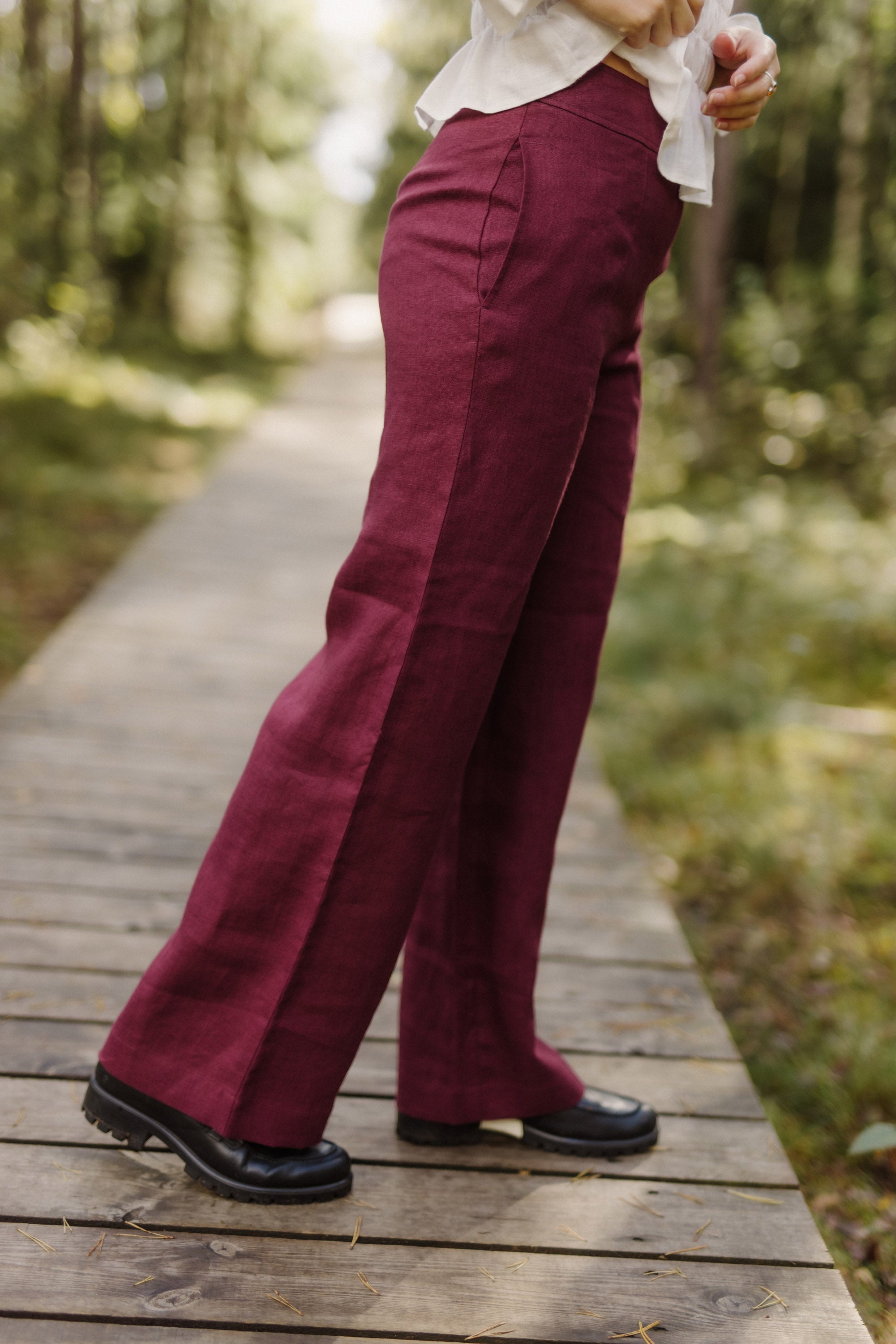 Laumė linen Linen Bottoms Gailė pantalon en lin taille haute