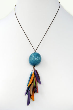 Tagua and Co Pendentif Laminillas ivoire végétal rouge