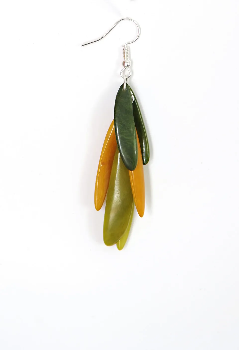 Boucles d'oreilles Pluma boucles tonalité verte en ivoire végétal