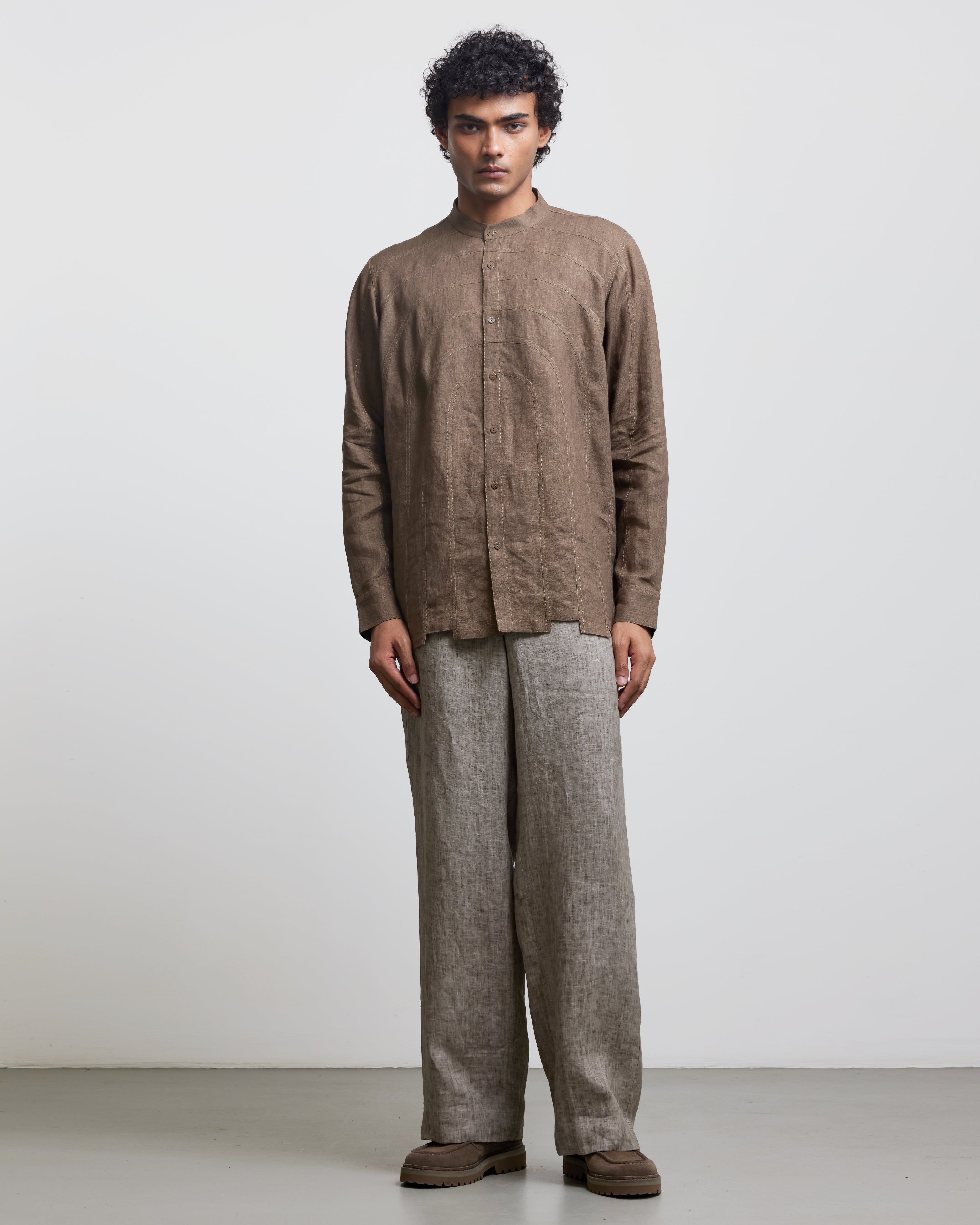 COUNTRYMADE Shirts ARCH ECHO LADDER PANEL SHIRT en lin à col officier