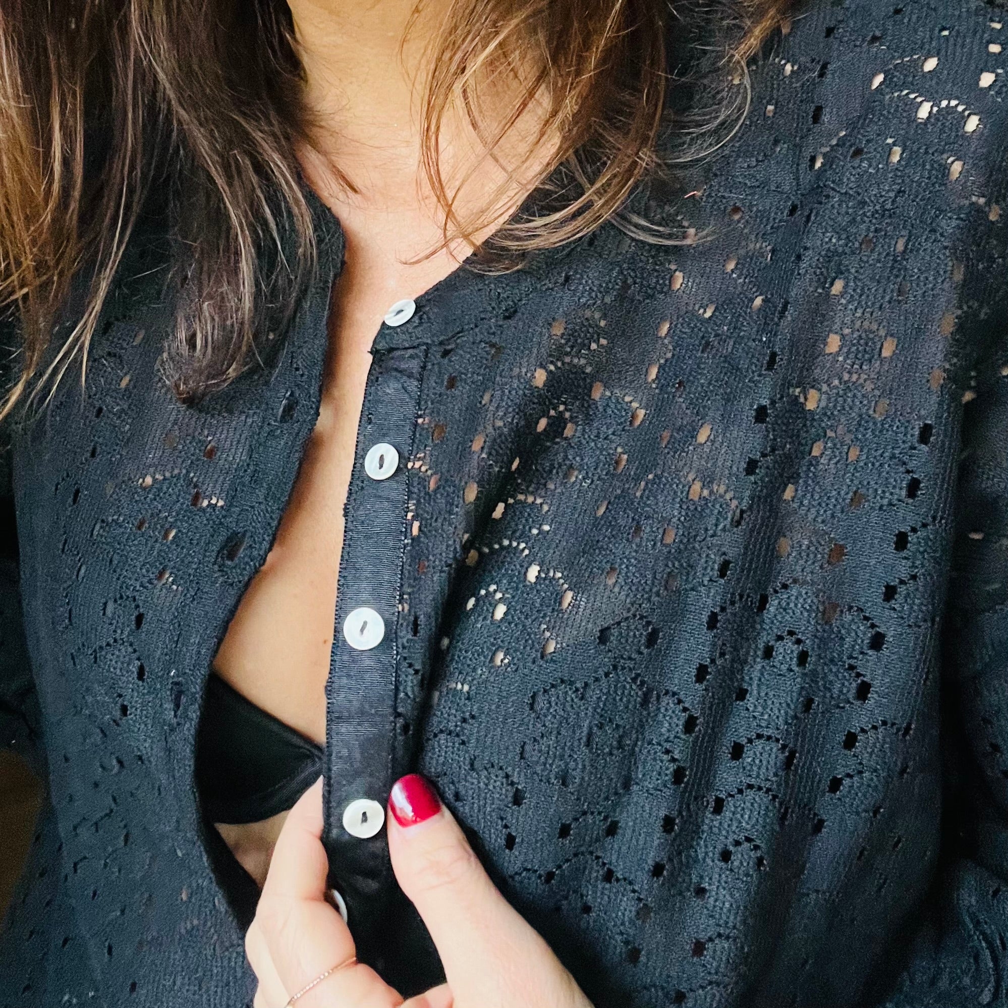 PANTRUCHE Chemises Blouse COLETTE dentelle noire coton