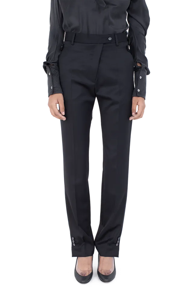 Kiko Kostadinov Bottoms EGRET Tailored Trousers pantalon noir laine