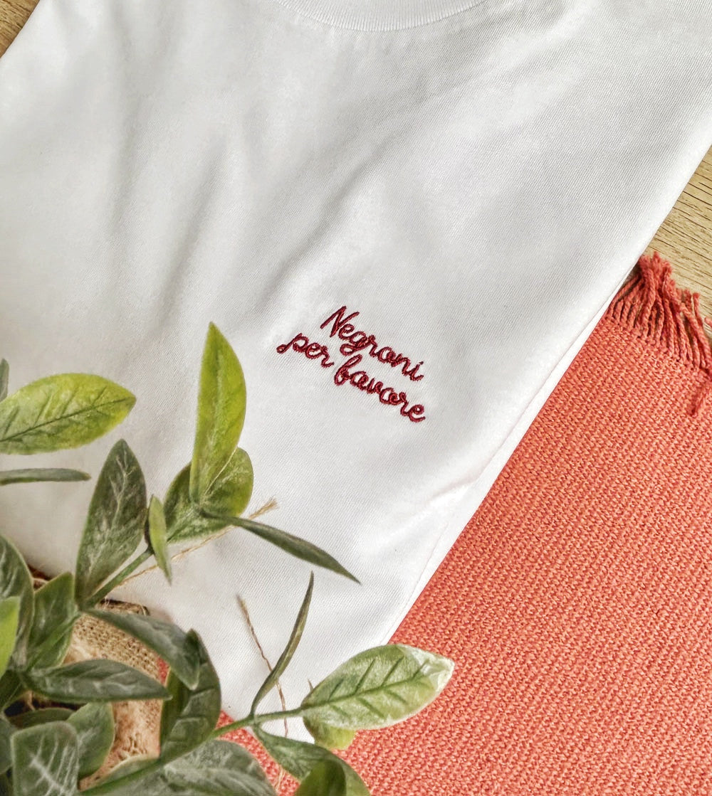 Juste Un T-shirt T-shirts Brodés Negroni per favor t-shirt brodé apéro