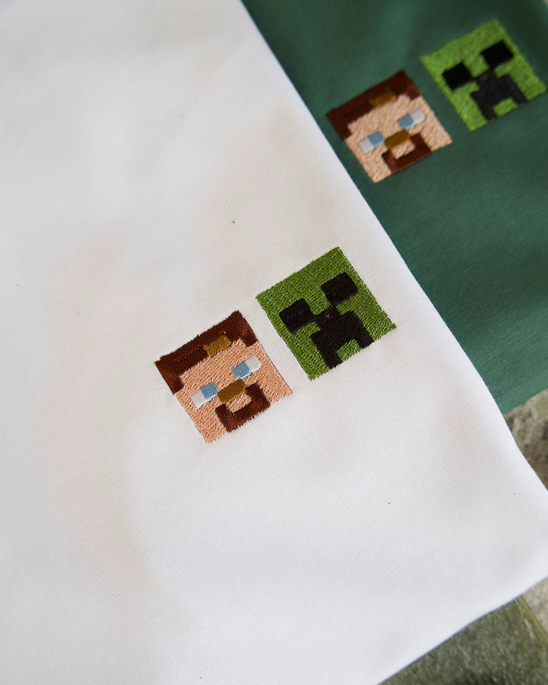 Juste Un T-shirt T-shirts Brodés Minecraft t-shirt blanc coton bio