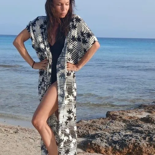 PANTRUCHE Kimonos PALMA kimono de plage noir taille unique en viscose