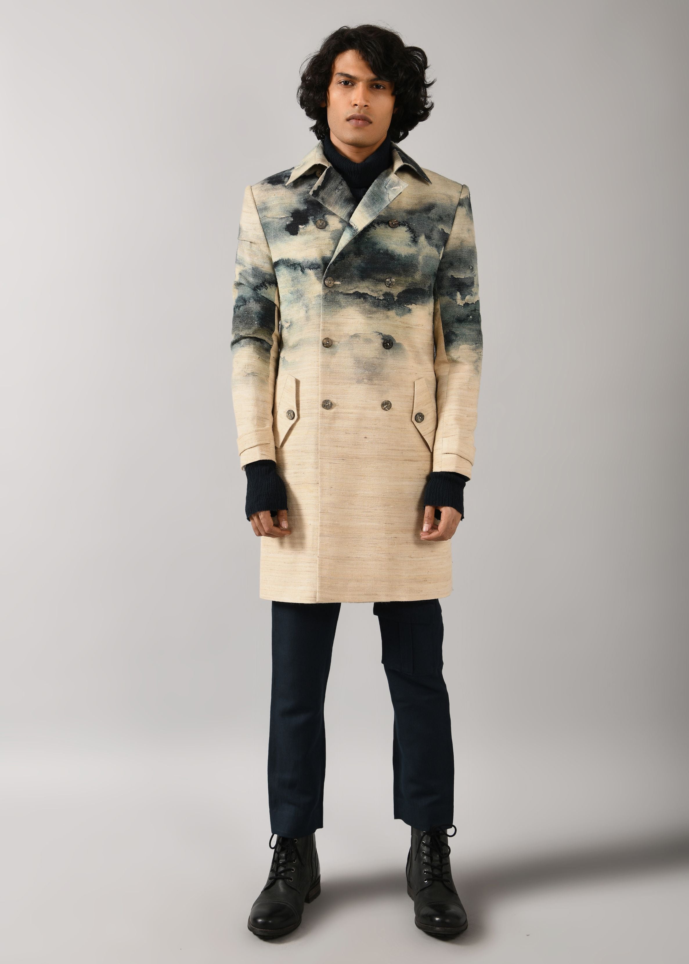 COUNTRYMADE Jackets Camo-Clouds Trench Coat trench en soie artisanale
