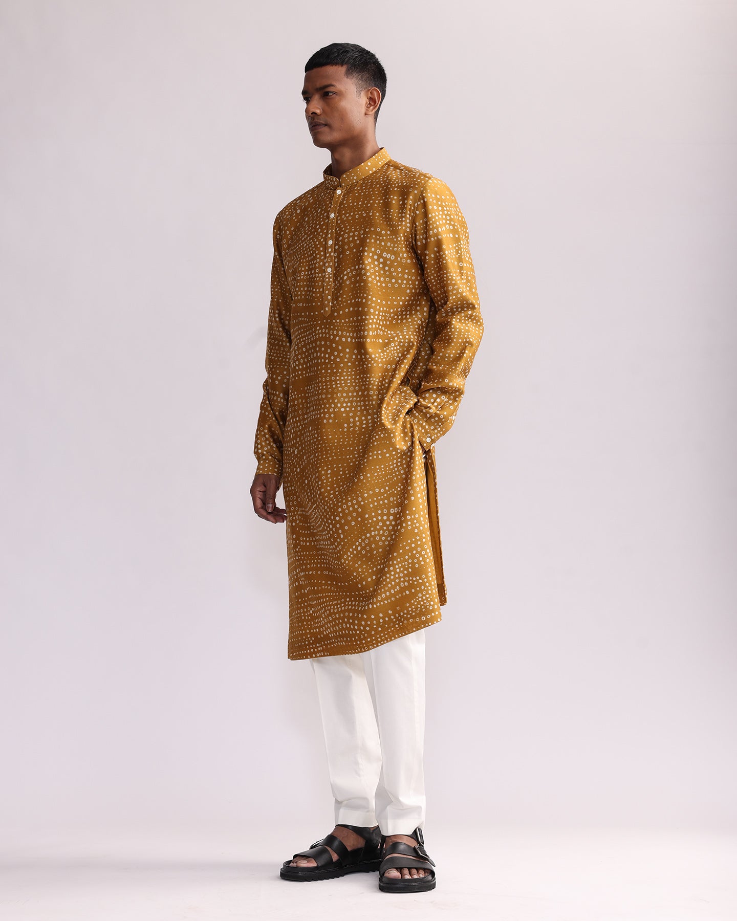 COUNTRYMADE Kurtas Aboriginal Dots Print Kurta kurta moutarde soie