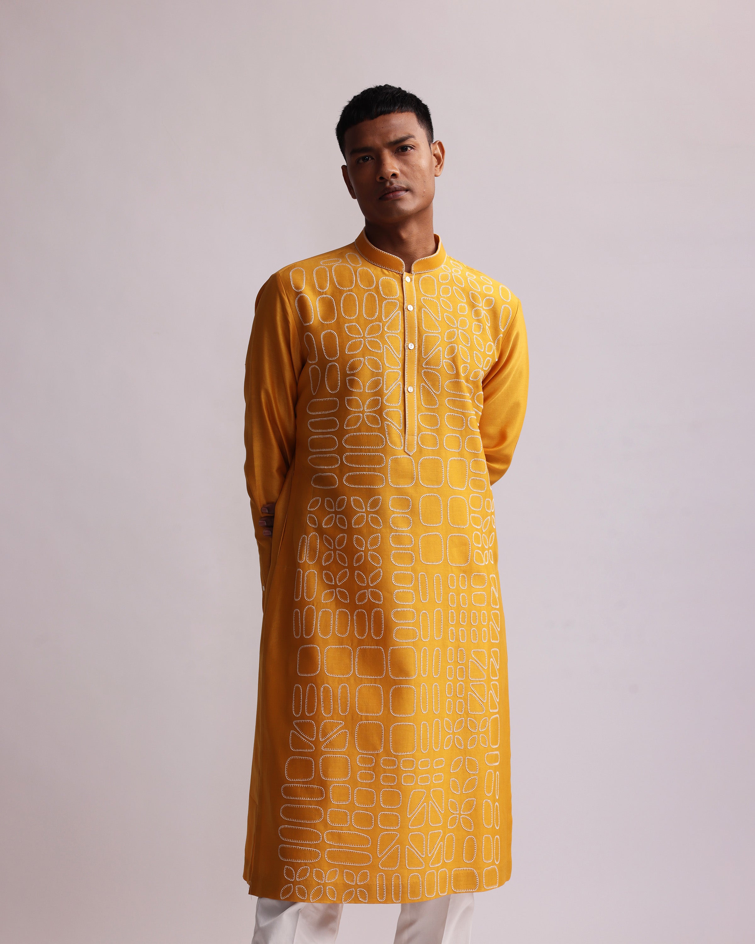 COUNTRYMADE Kurtas SHADOW BLOCK KURTA SET kurta chanderi brodé