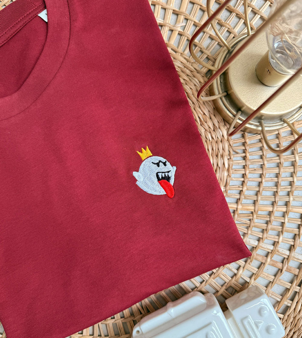 Juste Un T-shirt T-shirts Brodés Roi Boo T-shirt blanc coton bio