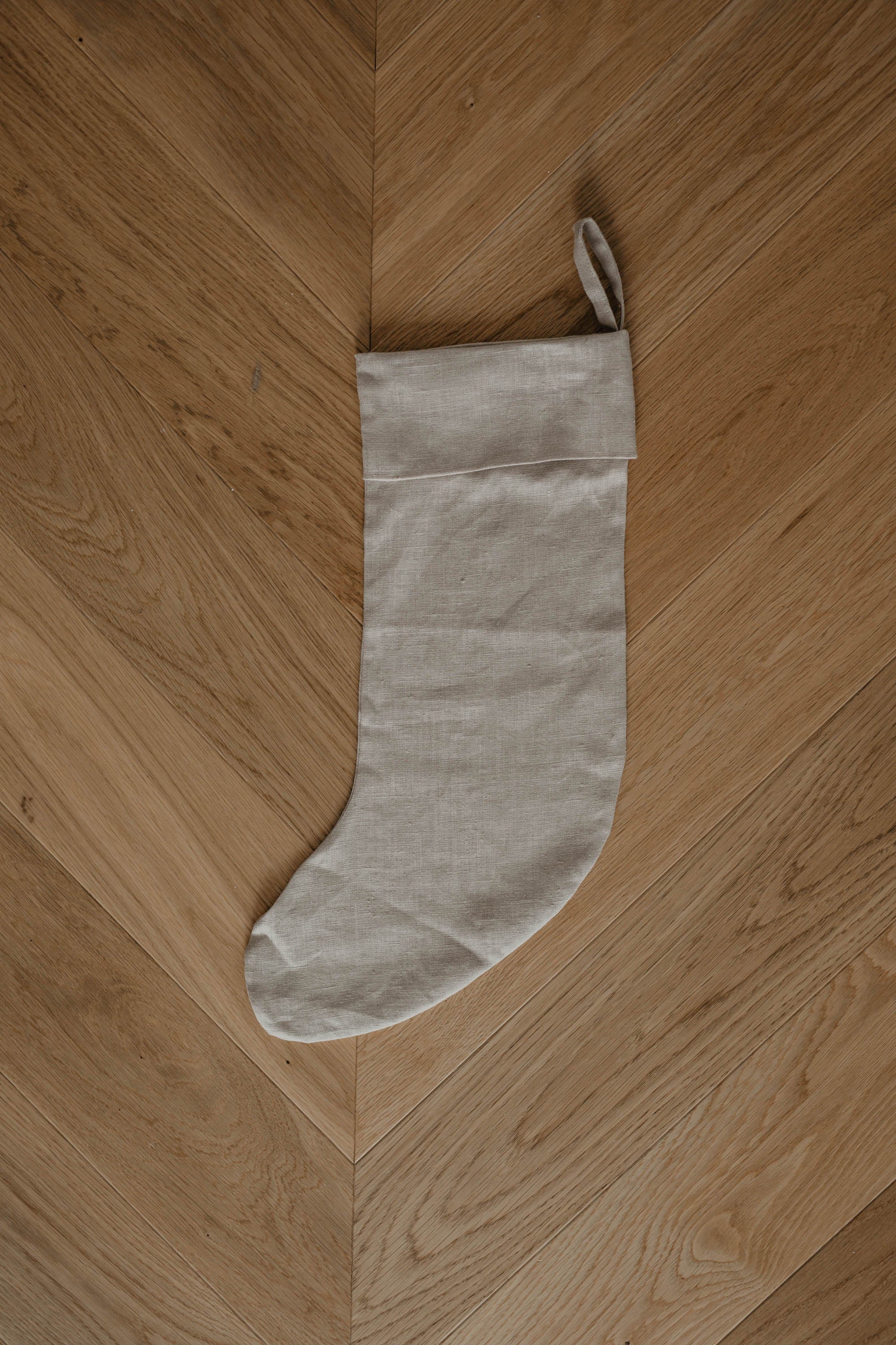 Laumė linen Christmas Linen chaussette de Noël en lin avec revers simple
