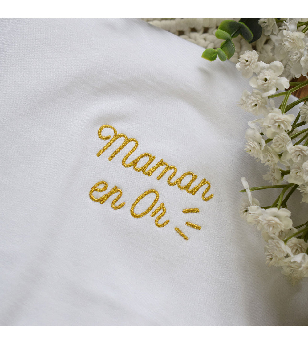 Juste Un T-shirt T-shirts Brodés Maman en Or coffret