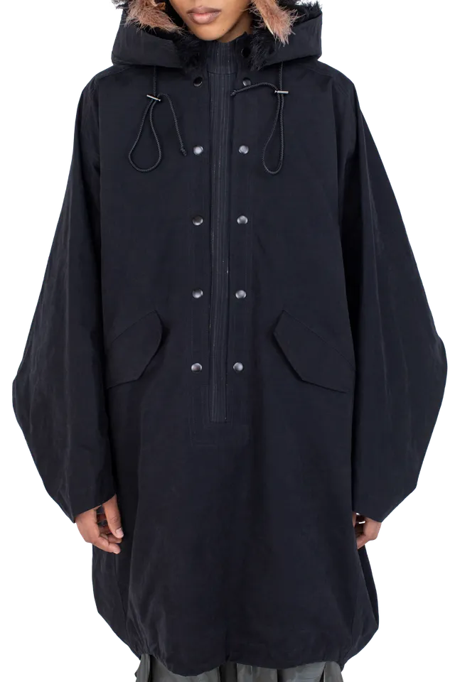 Kiko Kostadinov Outerwear BITTERN poncho Onyx Black capuche amovible