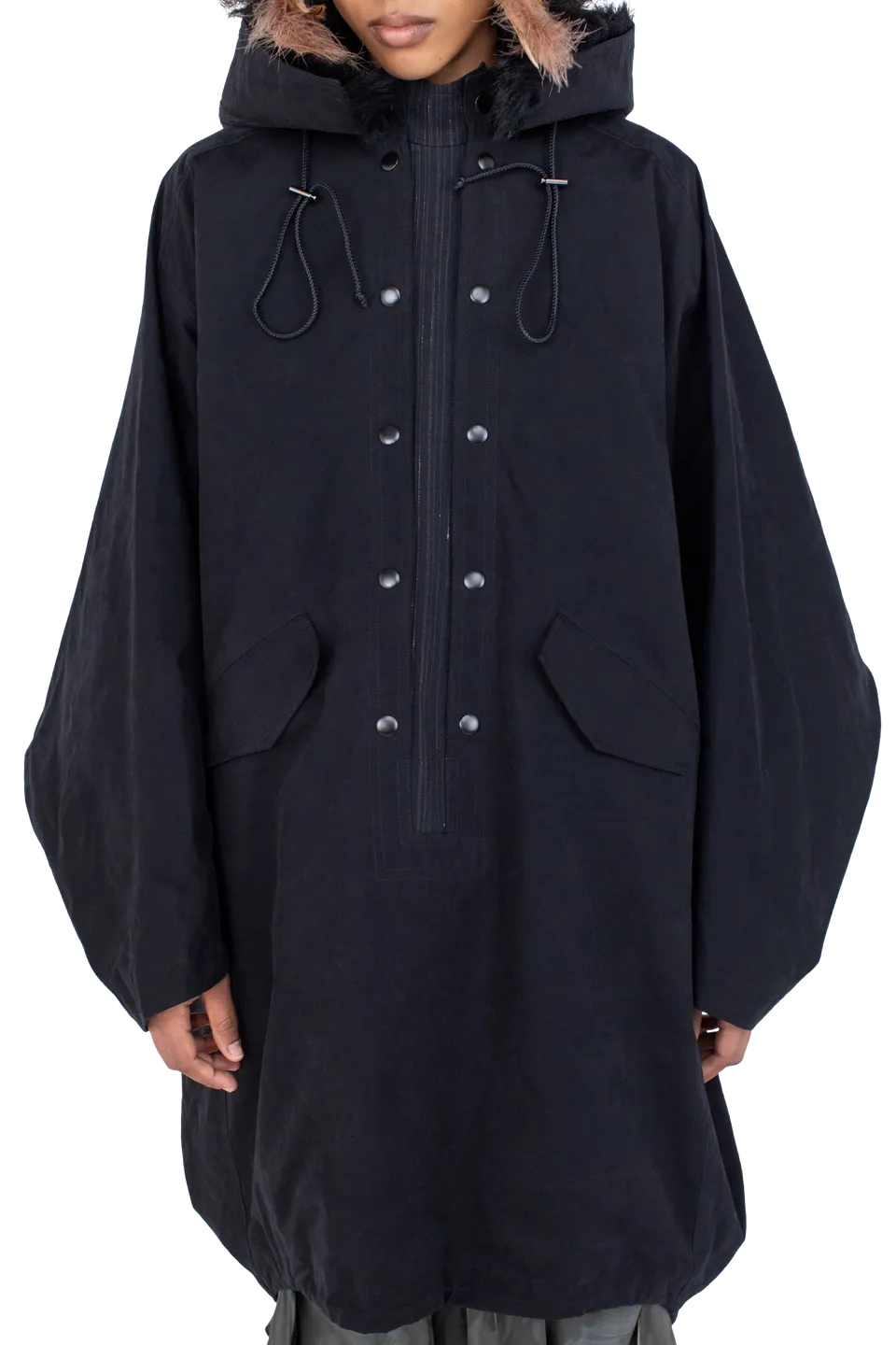 Kiko Kostadinov Outerwear BITTERN poncho Onyx Black capuche amovible