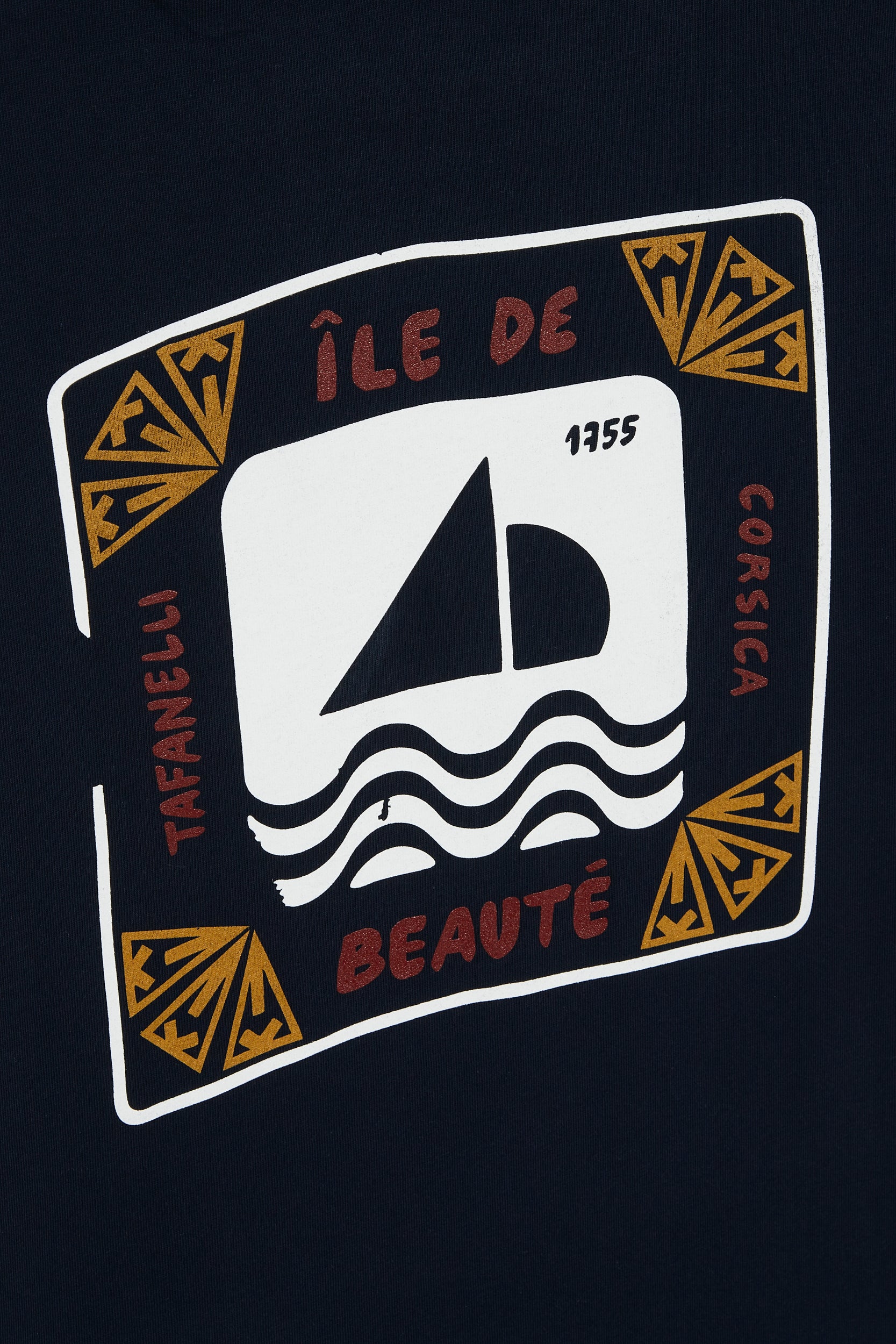 TAFANELLI T-Shirts L'ÎLE DE BEAUTÉ t-shirt bleu marine 280 g coton