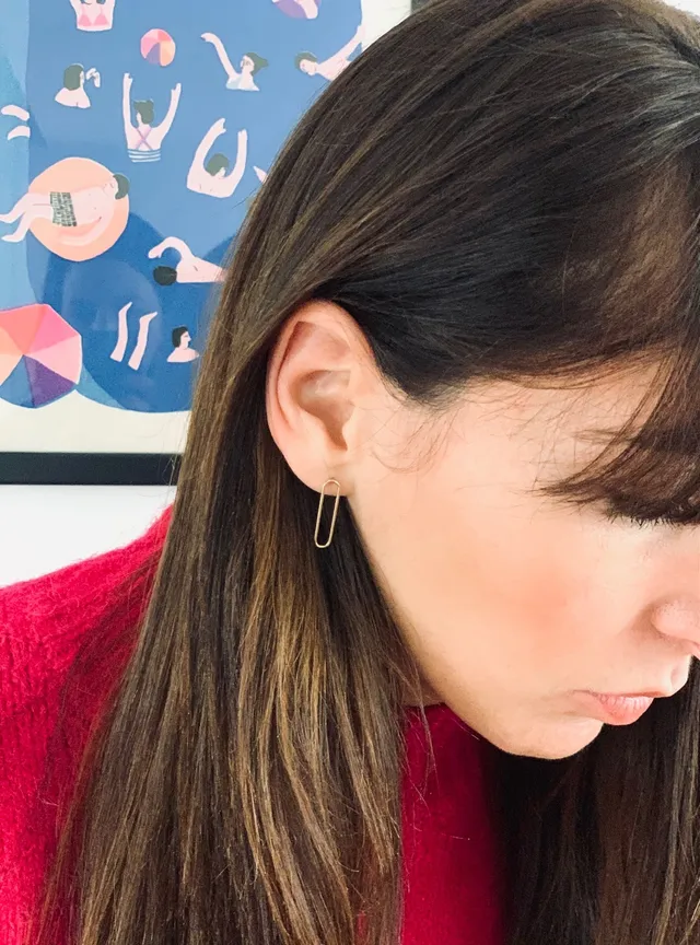 PANTRUCHE Boucles d'oreilles Trombone GUILLIA plaqué or 18 carats