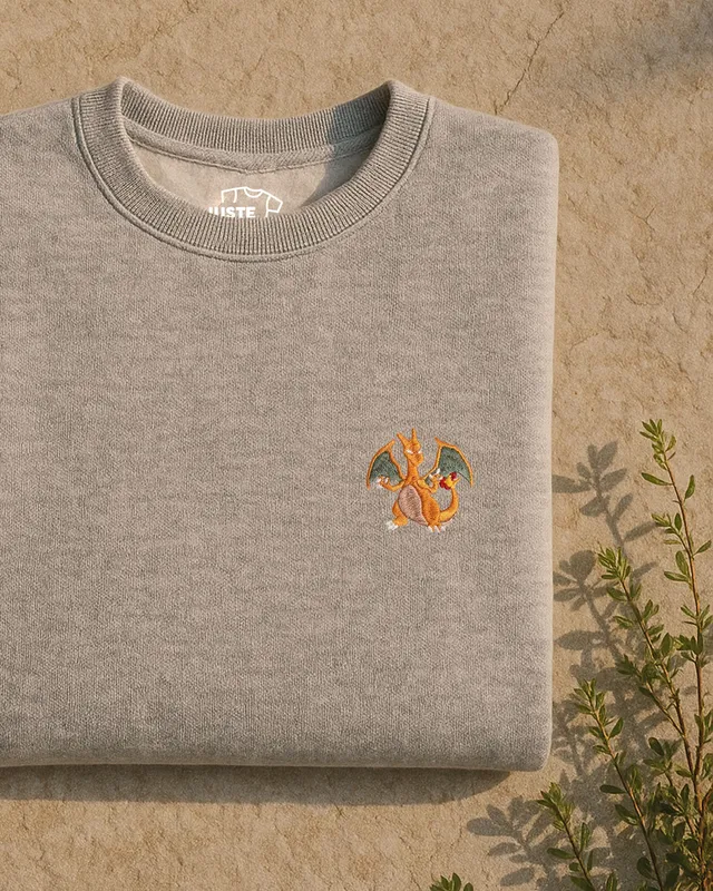 Juste Un T-shirt Sweats Brodés Dracaufeu sweat brodé coton bio