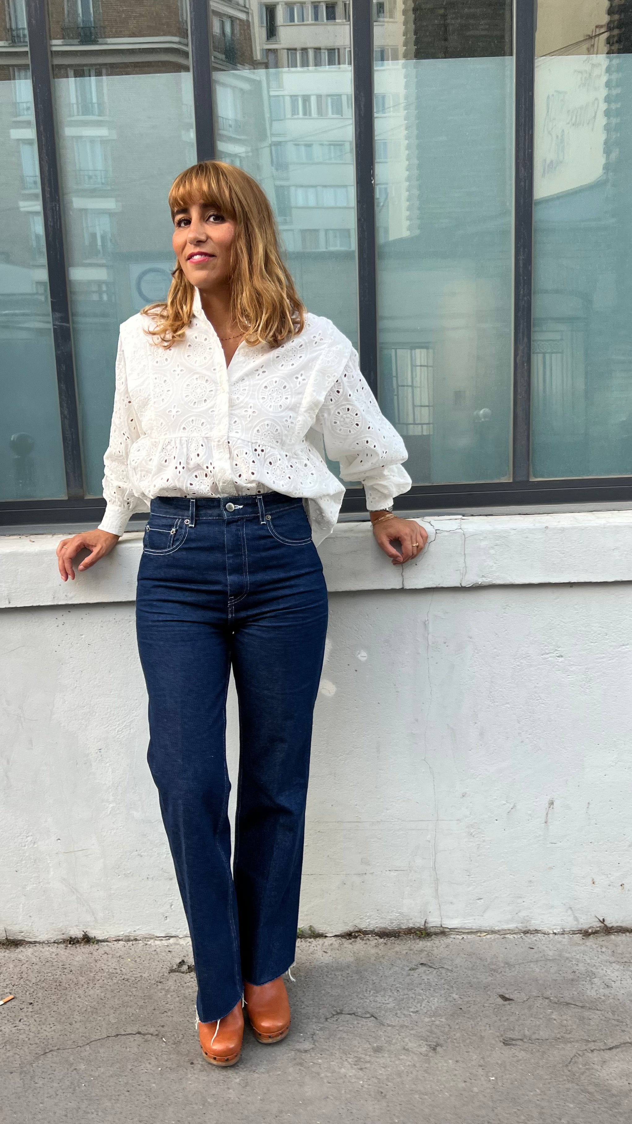 PANTRUCHE Chemises Blouse NINA broderie anglaise blanc en coton