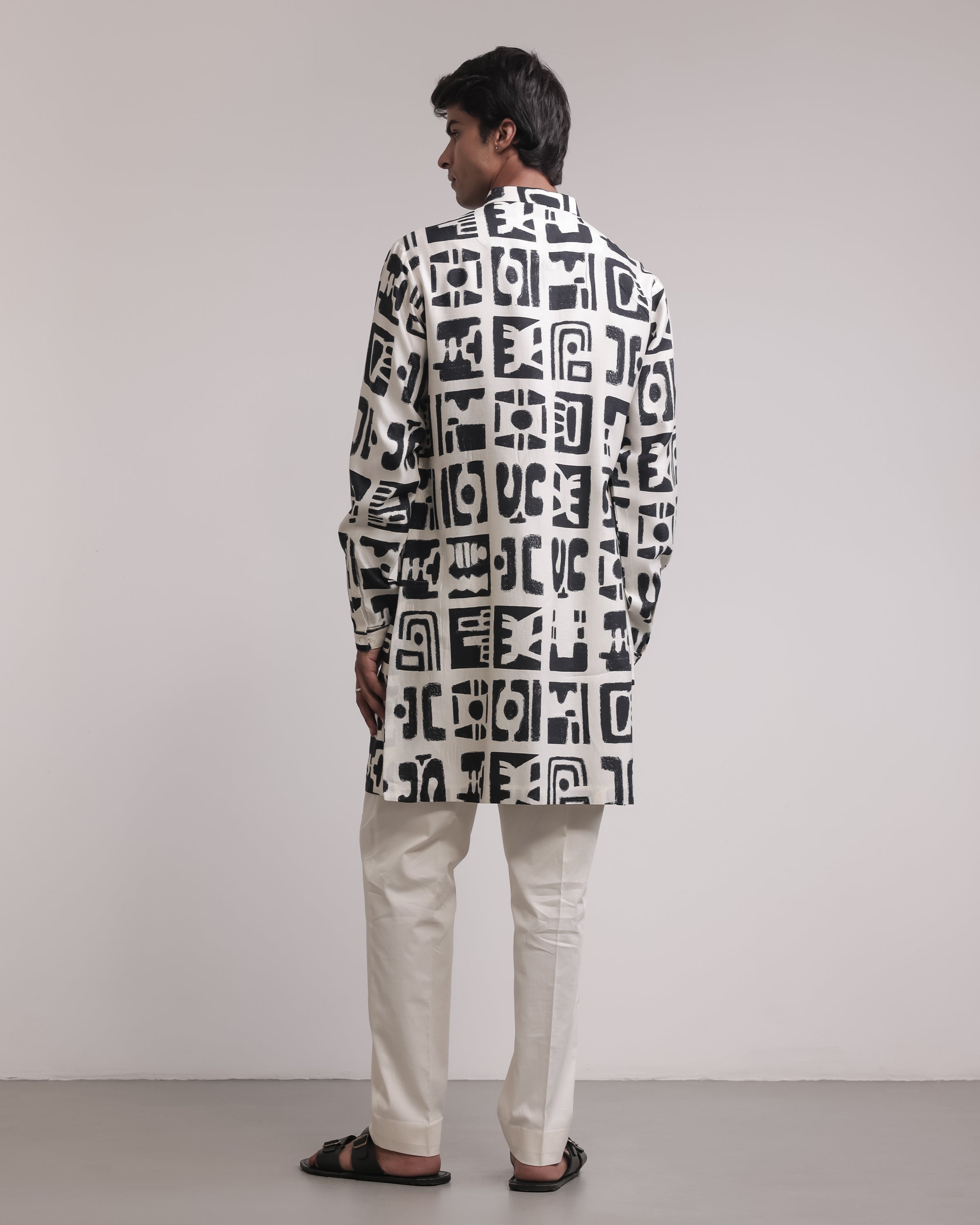 COUNTRYMADE Kurtas Fossil Print Silk Kurta kurta en soie imprimée doublé coton