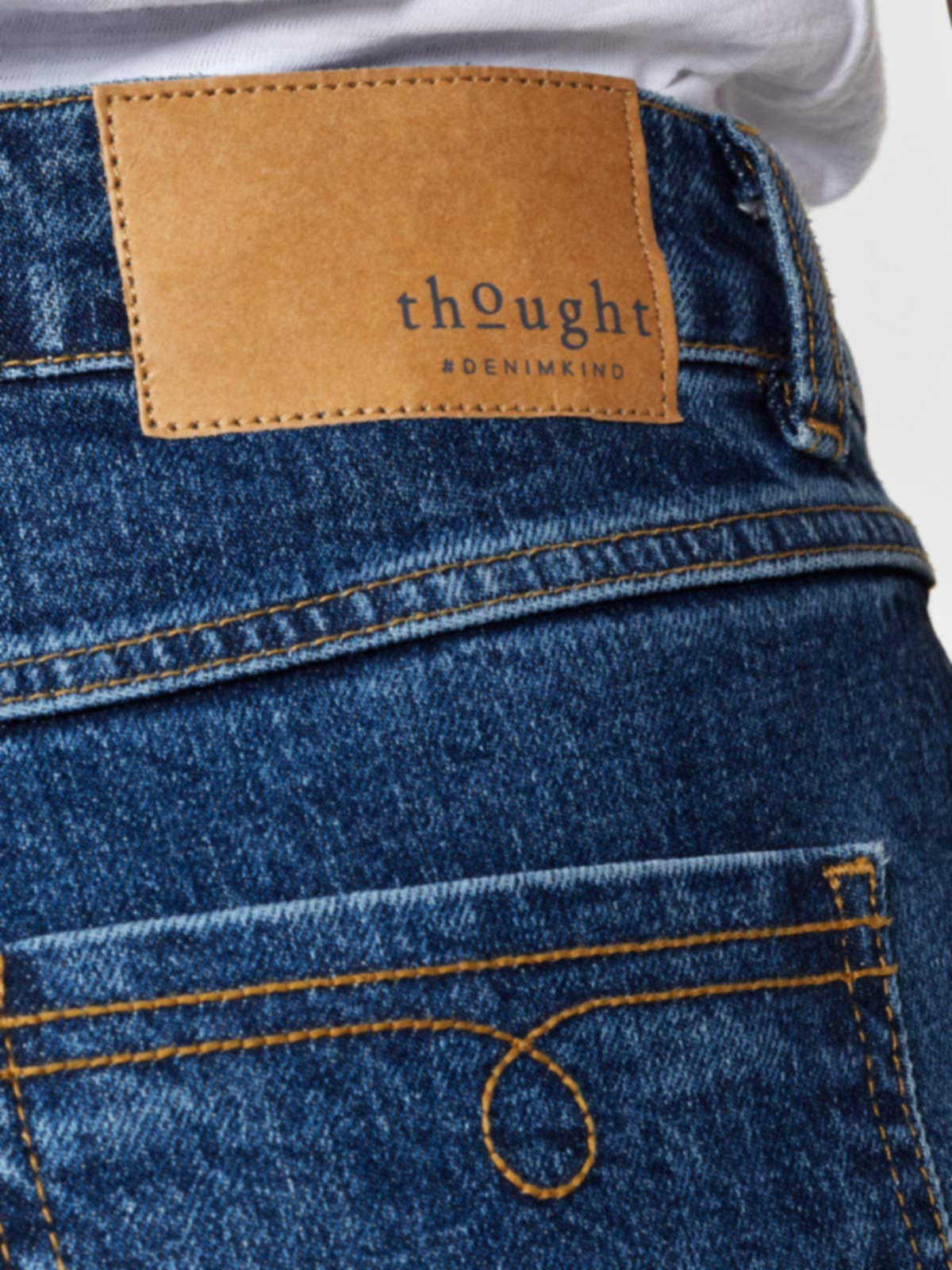 Sourire Multicolore Pantalons jean droit en coton bio bleu délavé
