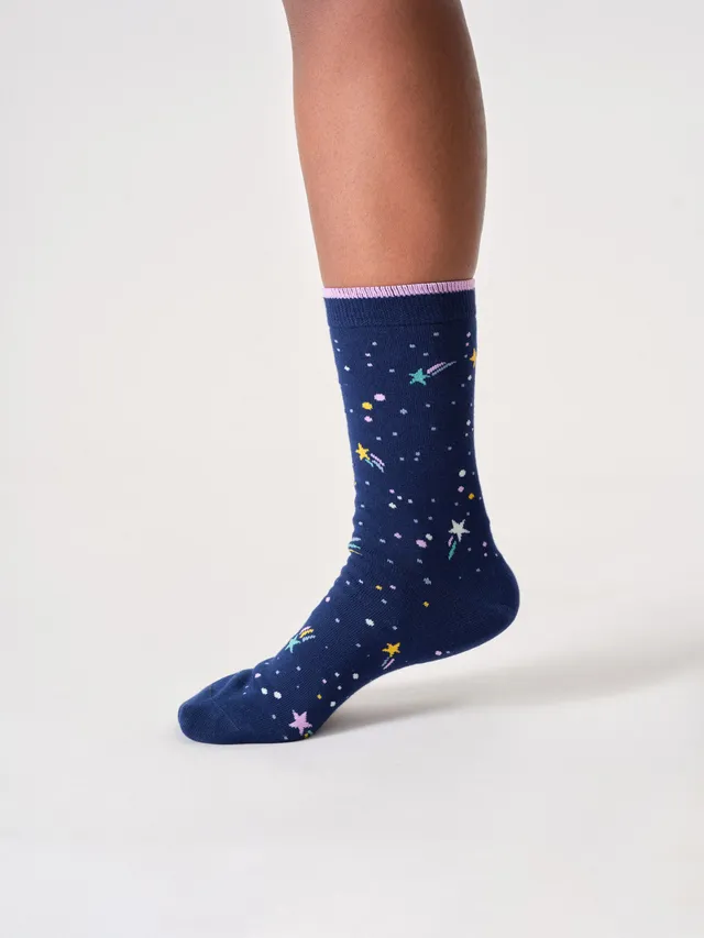 Sourire Multicolore Chaussettes femme étoiles chaussettes taille unique bambou
