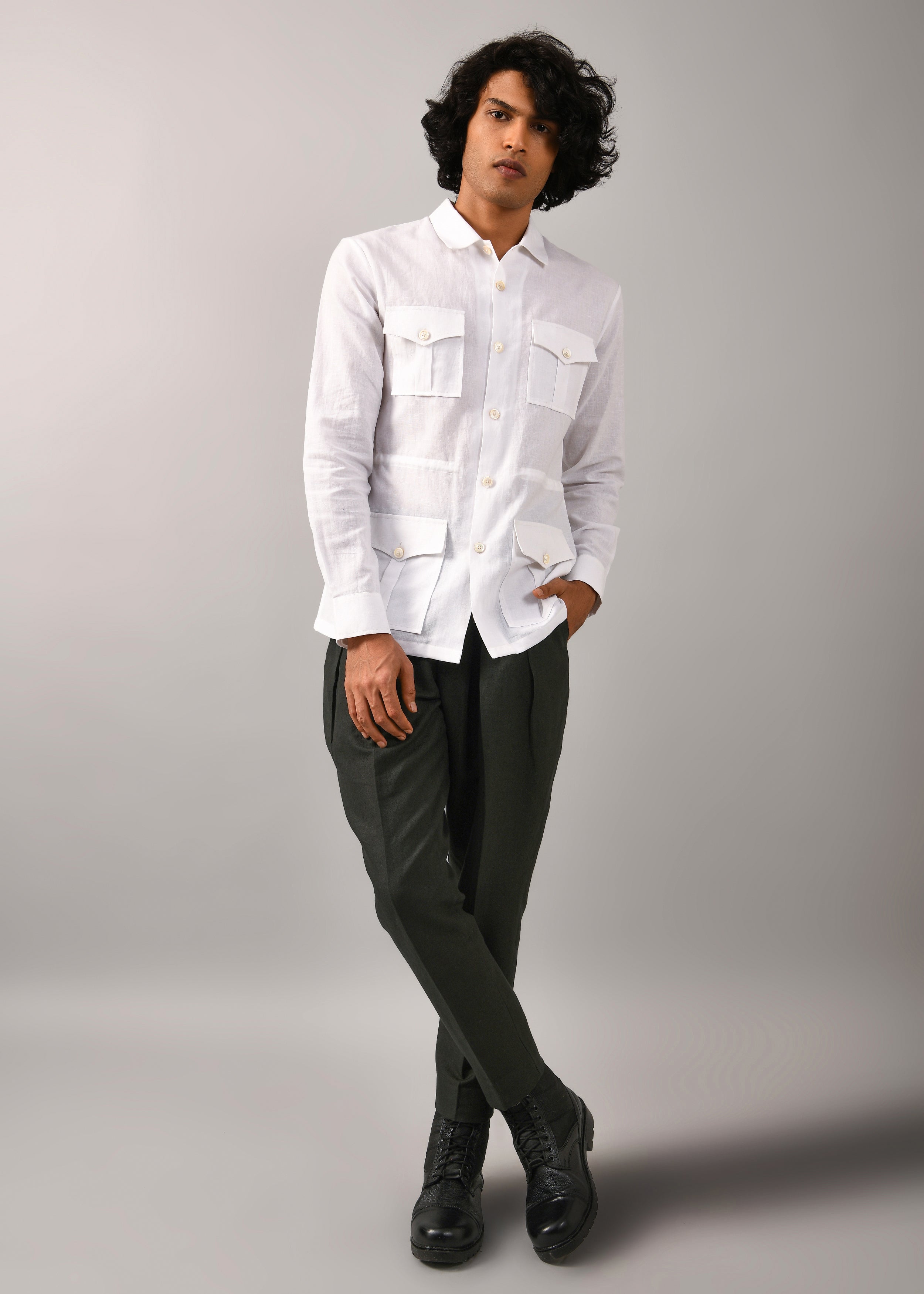 COUNTRYMADE Shirts Classic Safari Shirt chemise blanche coton lin