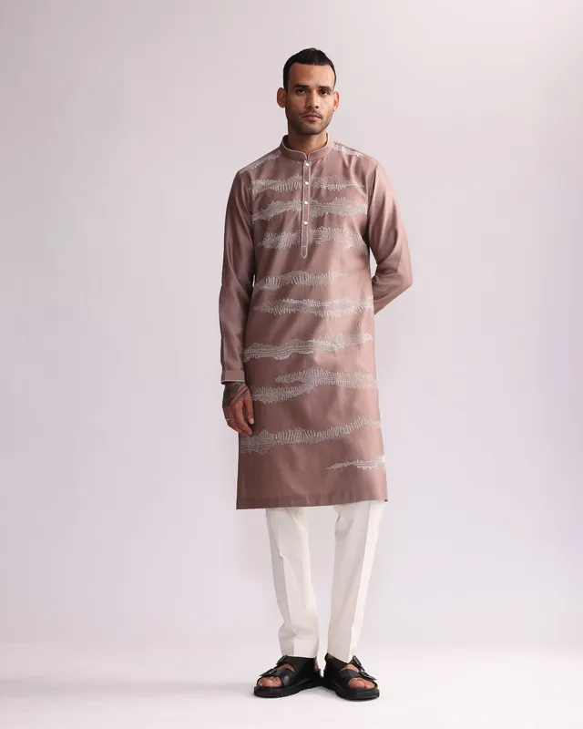 COUNTRYMADE Kurtas TRAIL DUST KURTA SET, ensemble kurta brodé Chanderi