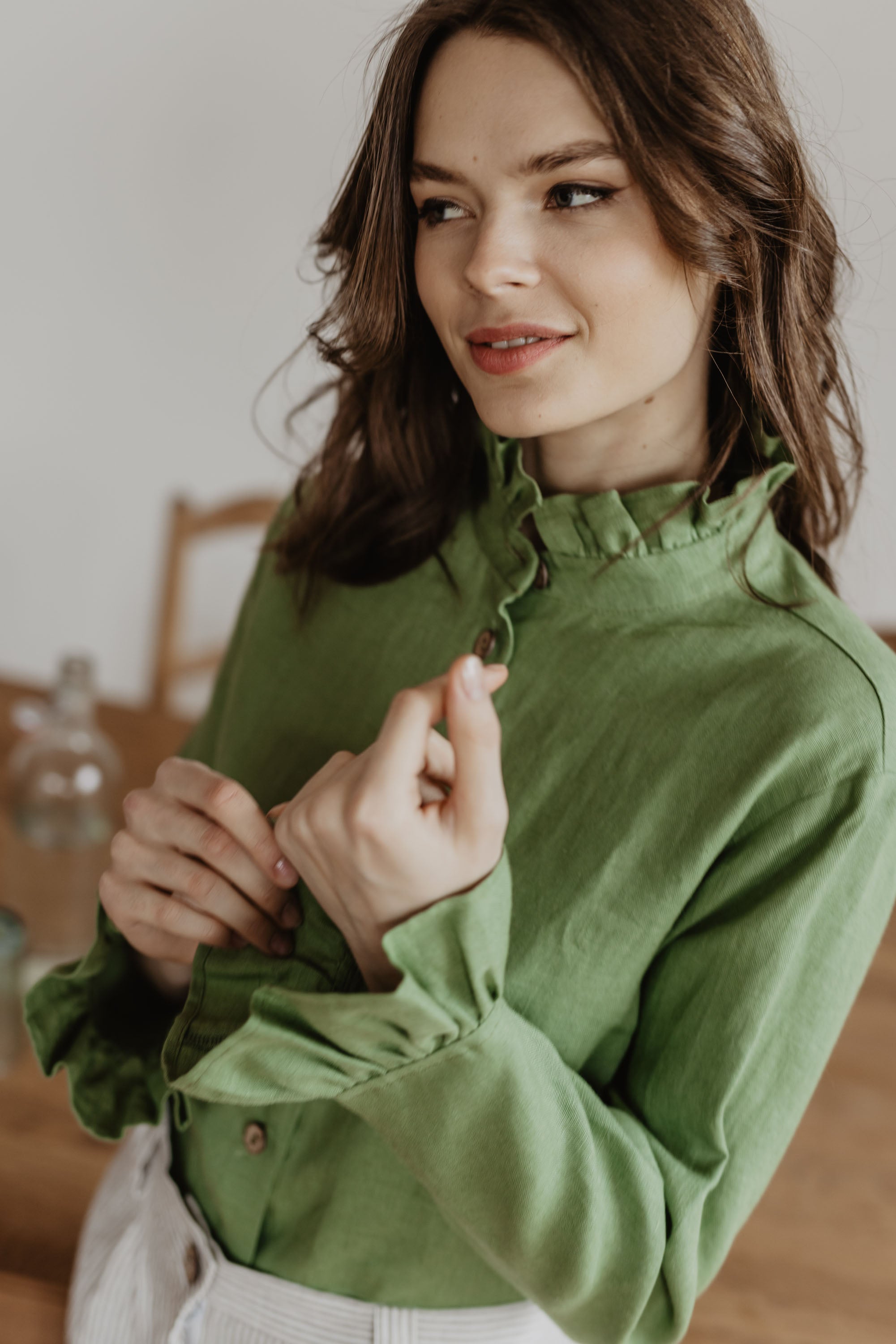 Laumė linen Linen Tops Women's linen shirt Juodkrante, Creamy White, 100 % lin