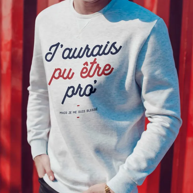 Juste Un T-shirt Sweats Imprimés J'aurais pu être pro sweat-shirt gris chiné