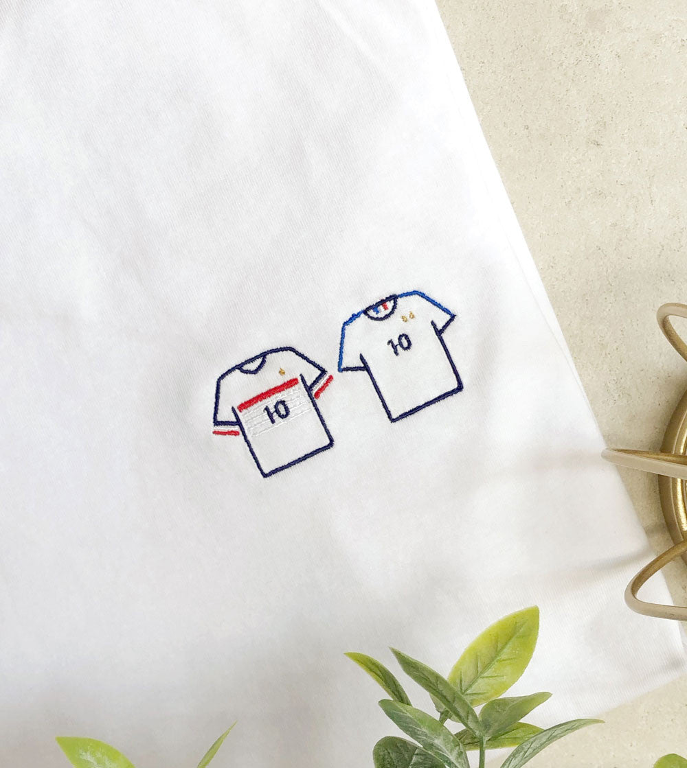 Juste Un T-shirt T-shirts Brodés Champion du Monde t-shirt brodé blanc football