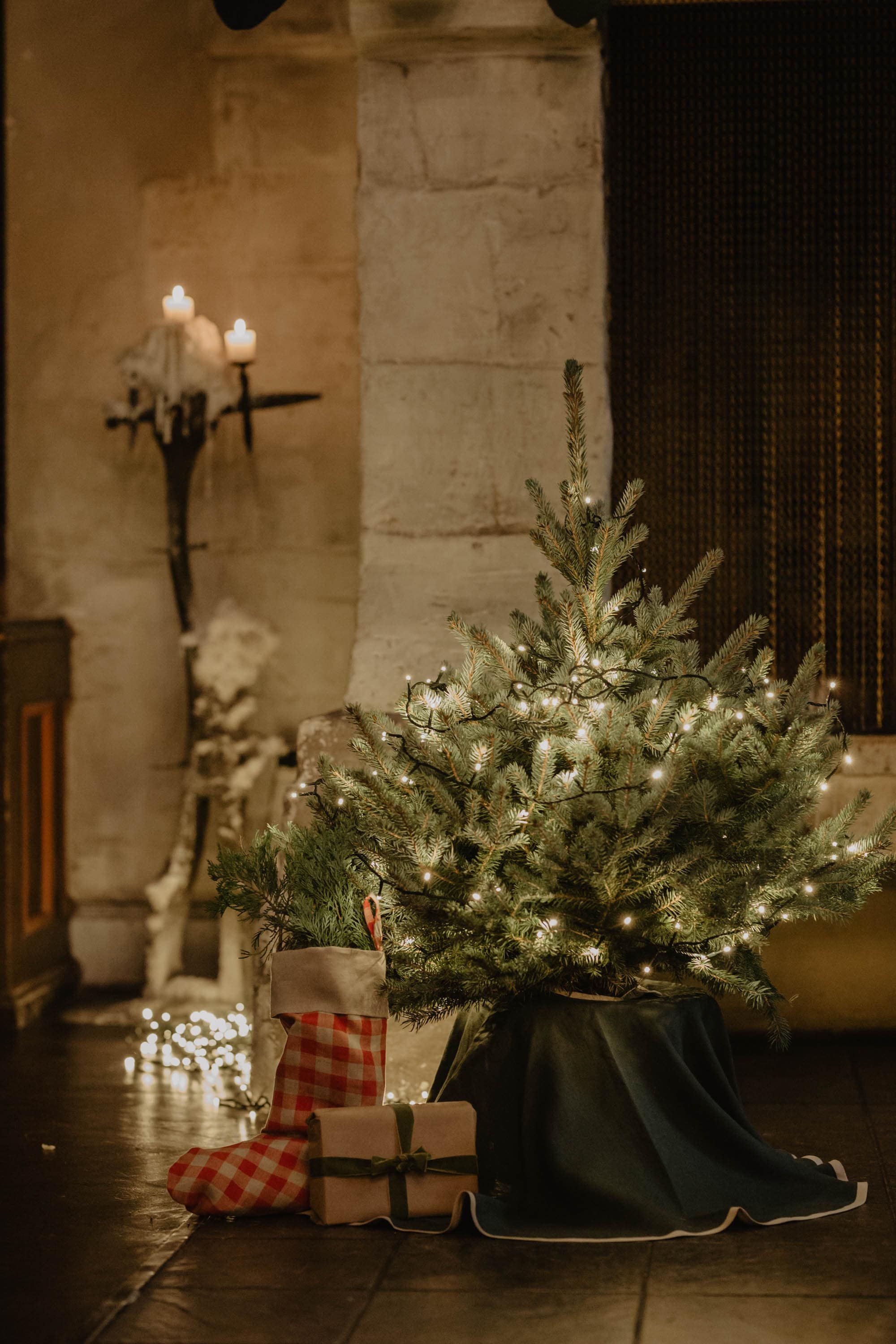 Laumė linen Christmas Linen Linen Christmas tree skirt jupe de sapin 100 cm vert forêt