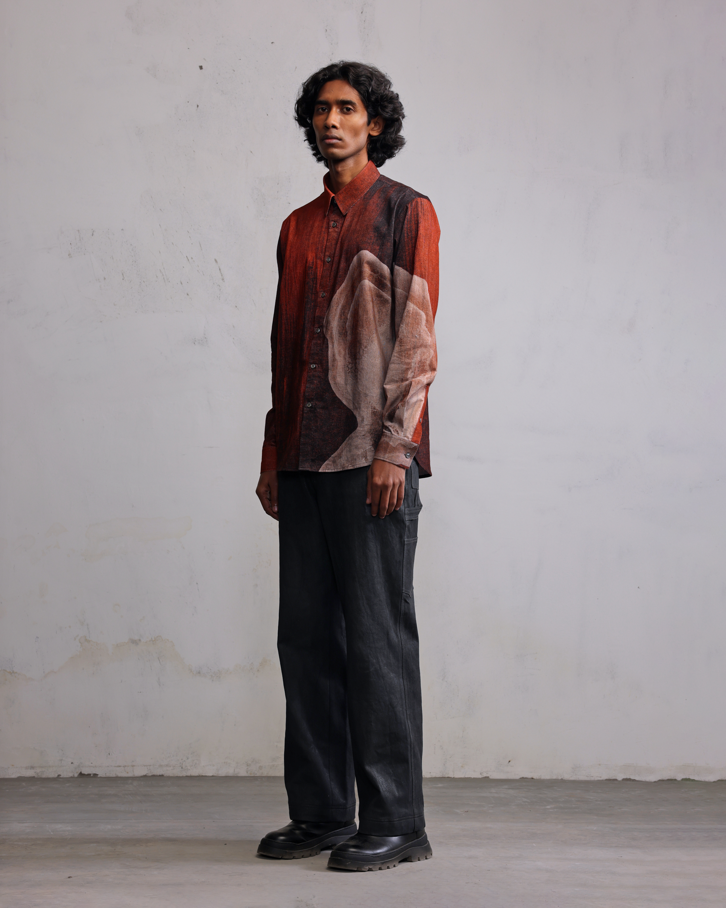 COUNTRYMADE Shirts Obscured Rust Face Printed Shirt en velours côtelé