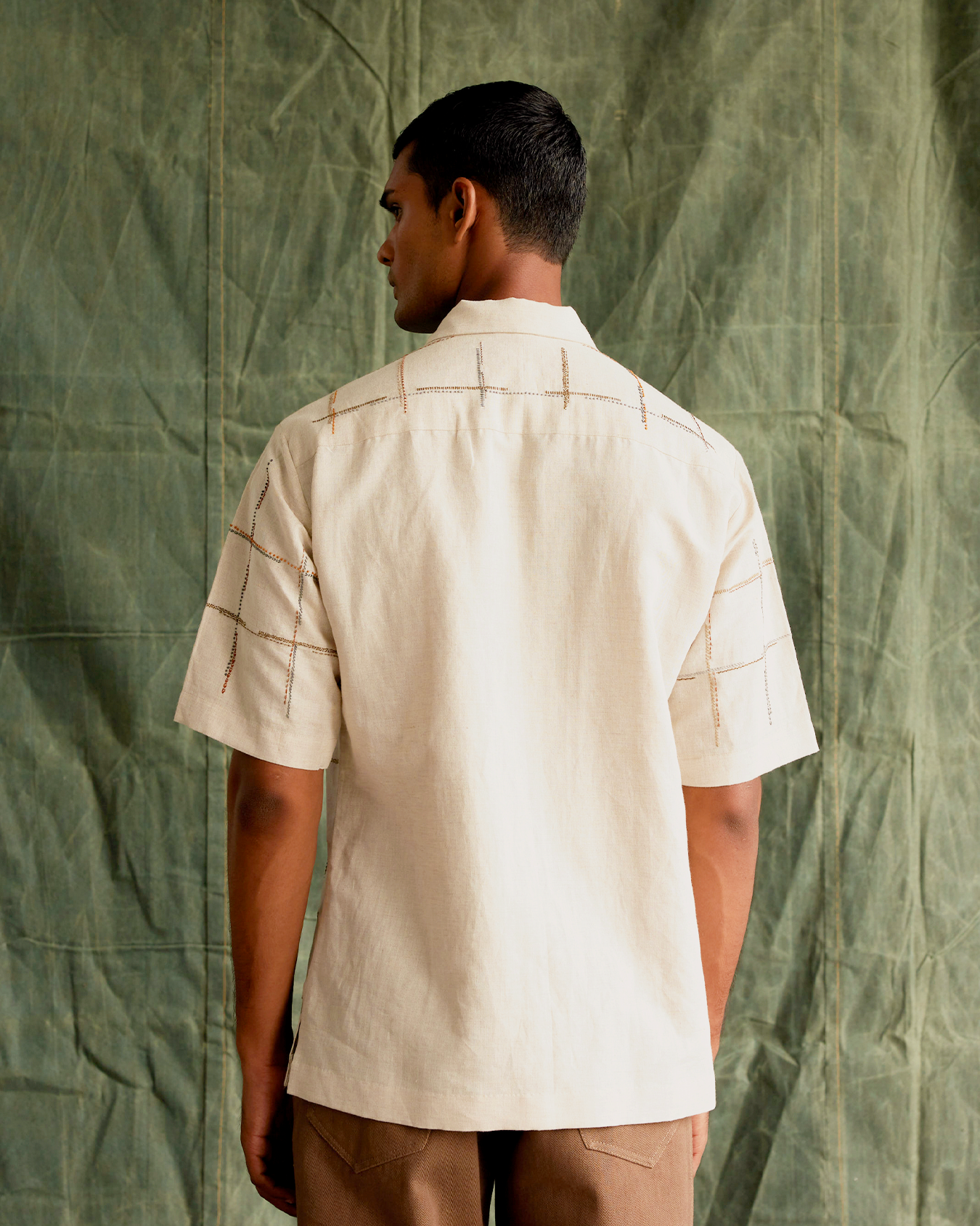 COUNTRYMADE Shirts Embroidered Checks Shirt chemise à carreaux brodés chanvre coton