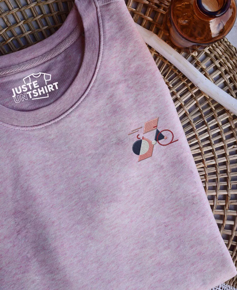 Juste Un T-shirt Sweats Brodés vélo 3D sweat gris chiné brodé vélo