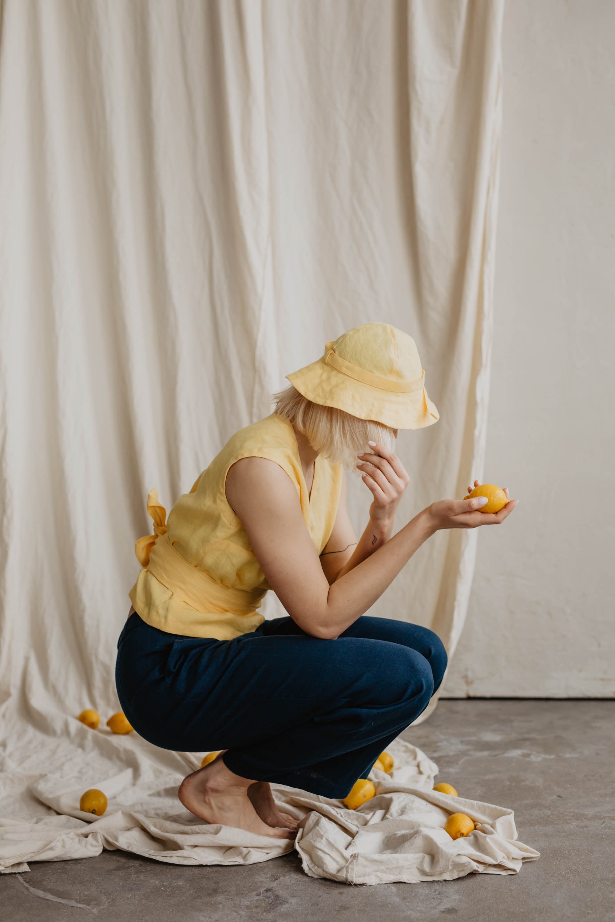 Laumė linen Linen Accessories bob en lin jaune soleil 55 cm