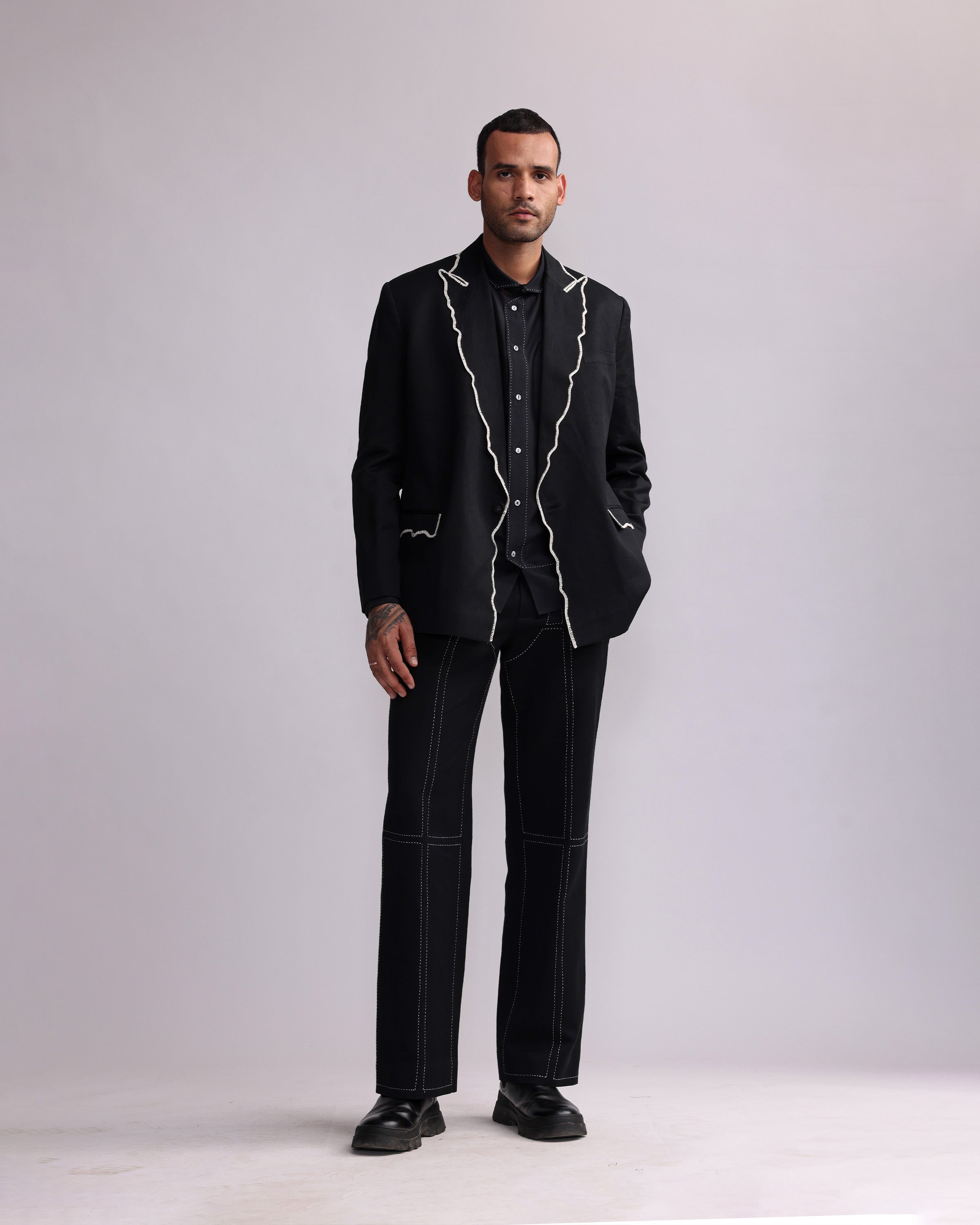 COUNTRYMADE Jackets CONTOUR CROCHET EDGE BLAZER blazer noir en lin