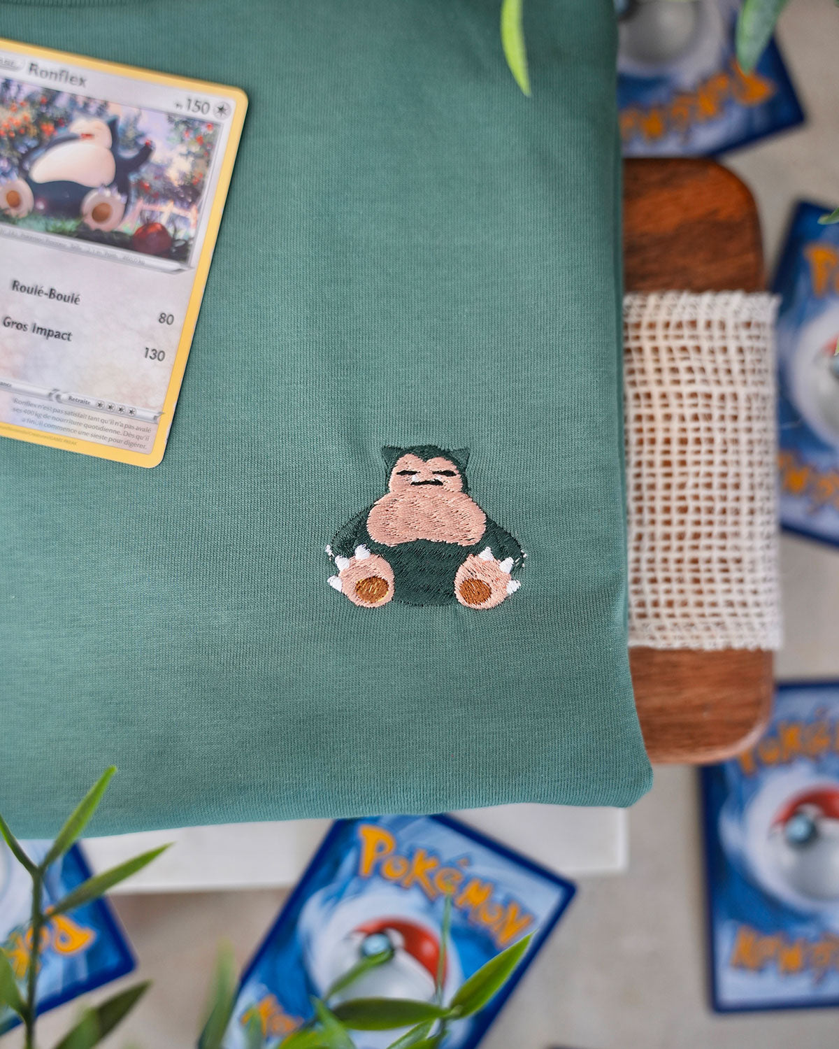 Juste Un T-shirt T-shirts Brodés Ronflex T-shirt brodé blanc M Pokémon