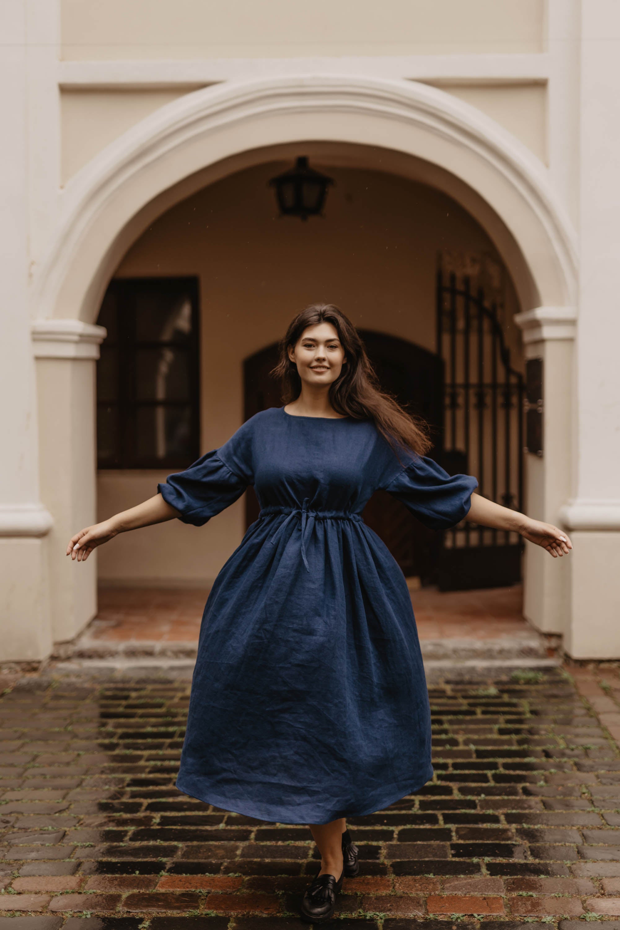 Laumė linen Linen Dresses Rugilė robe en lin à carreaux