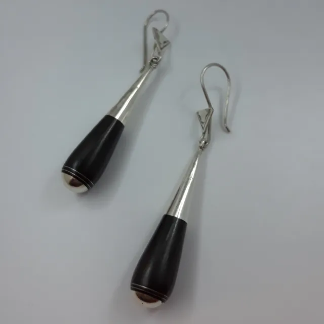 Sourire Multicolore Boucles d’oreilles massues boucles longues ébène et argent