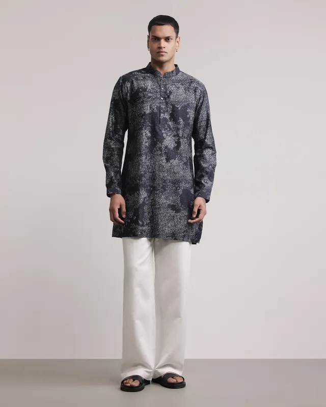 COUNTRYMADE Kurtas Dust Print Silk Kurta kurta en soie imprimée