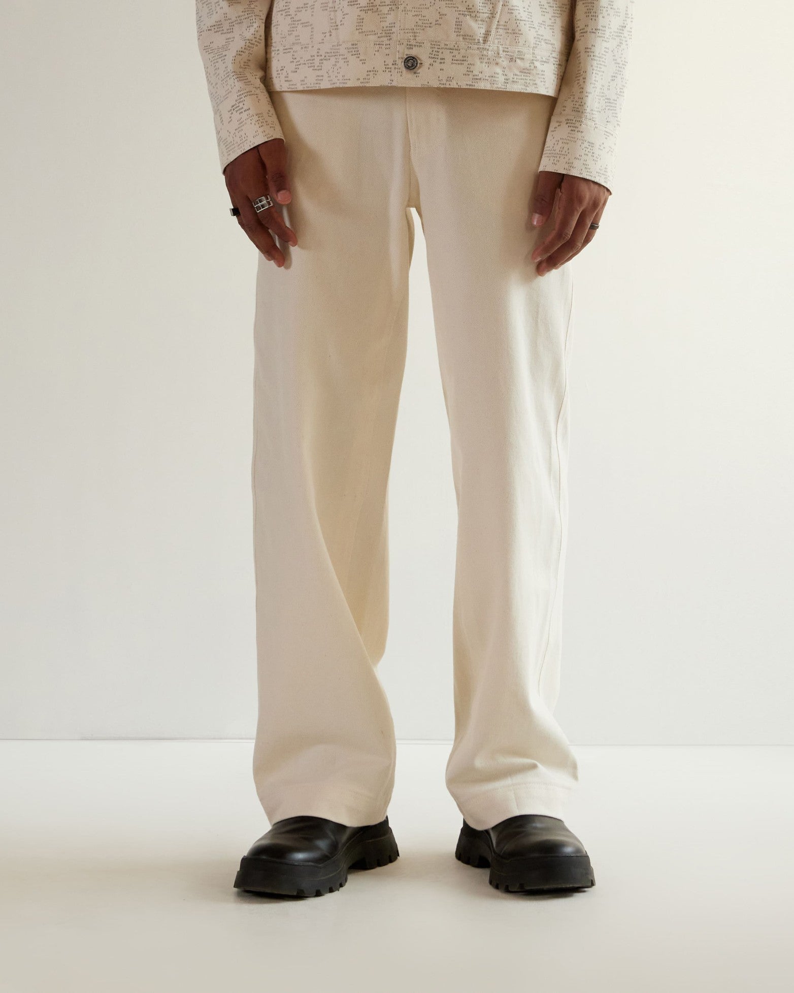 COUNTRYMADE Trousers Relaxed Fit Denim pantalon ivoire coton sergé