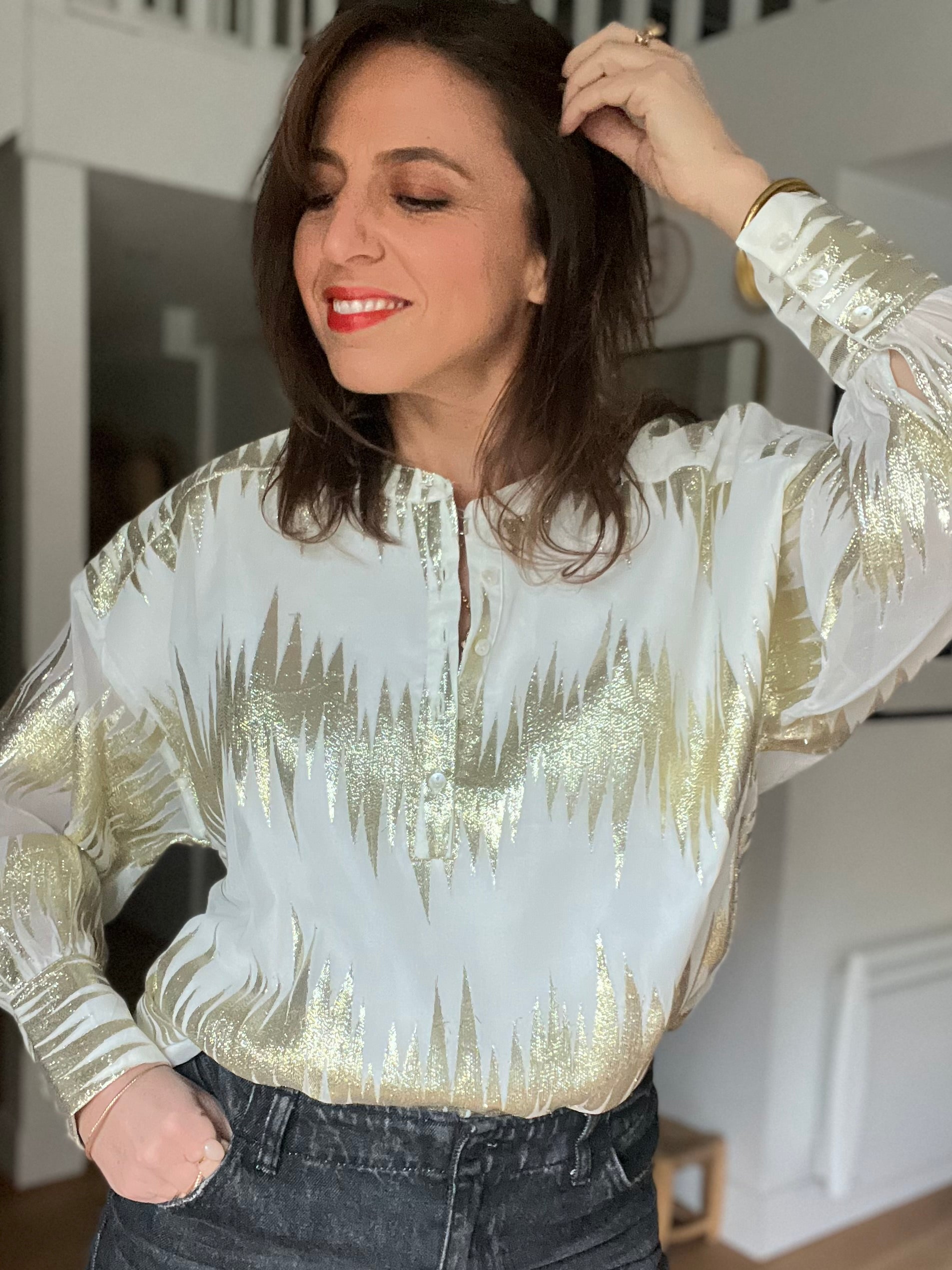 PANTRUCHE Chemises Blouse COLETTE Wahou blanche en lurex