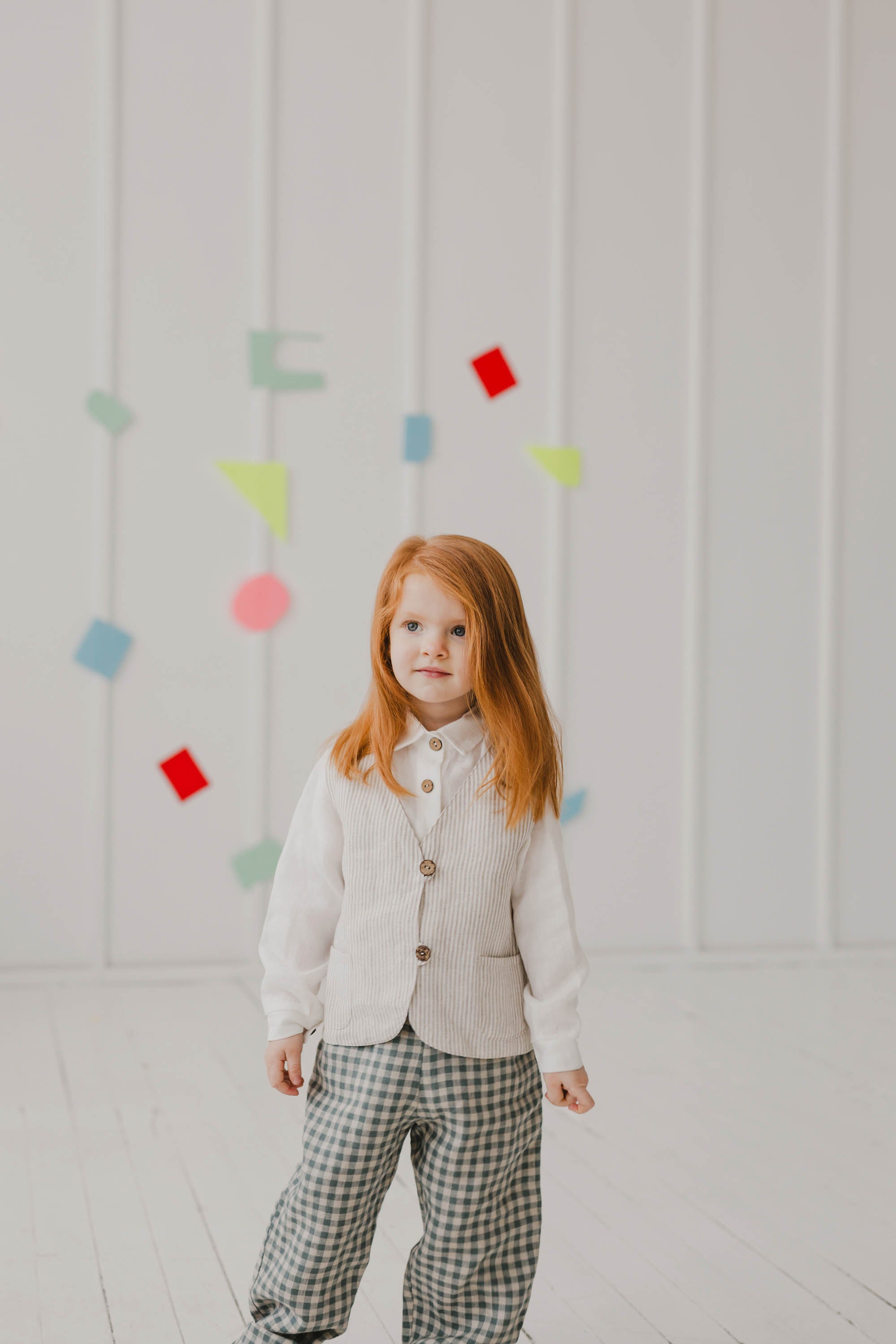 Laumė linen Kids Clothing KAUKAS gilet enfant en lin 100 %