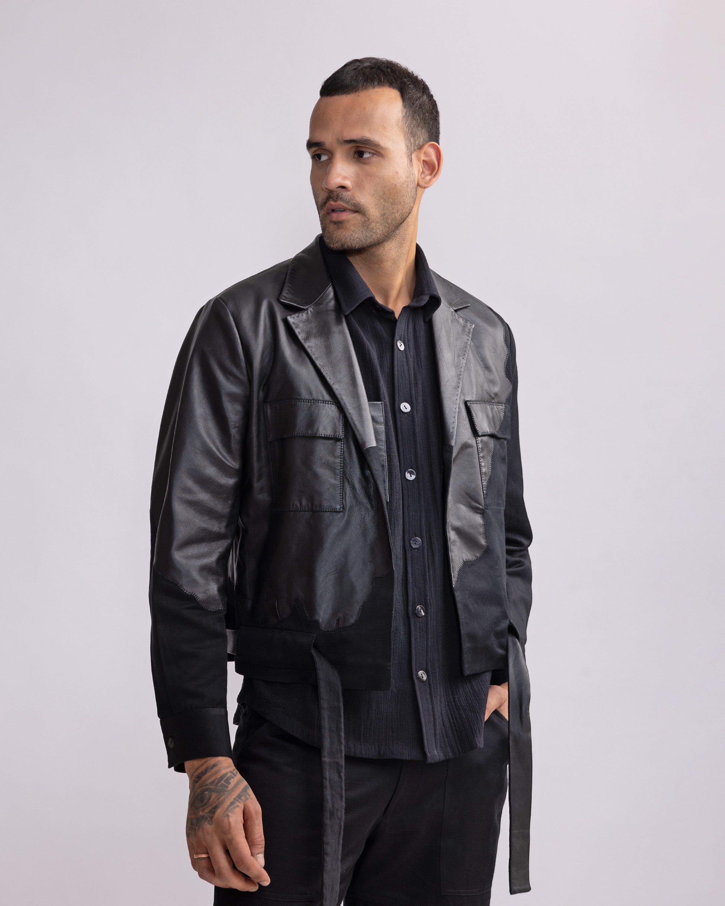 COUNTRYMADE Jackets HARBOUR LEATHER PATCH SHORT JACKET veste courte patchwork