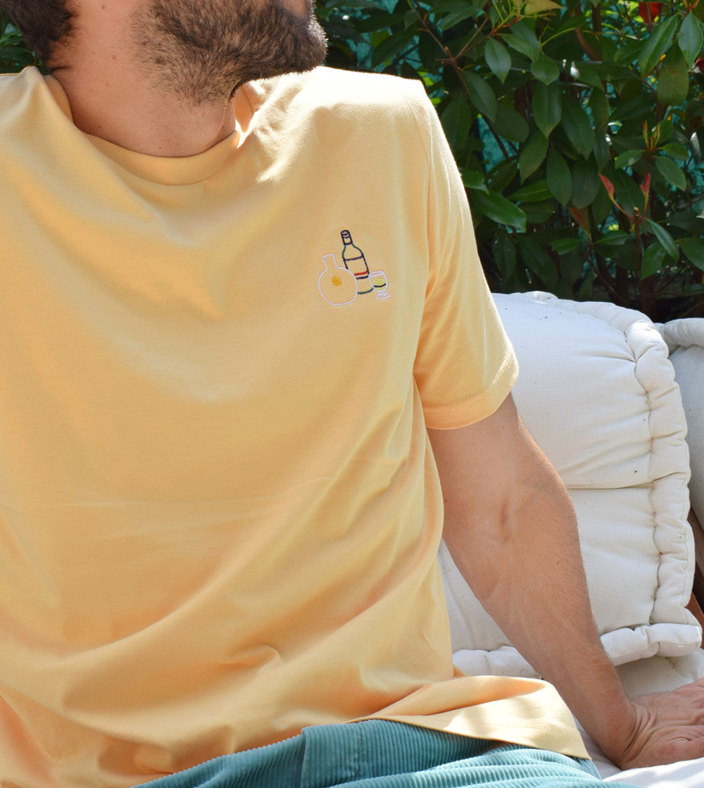 Juste Un T-shirt T-shirts Brodés Pastis au soleil t-shirt coton biologique