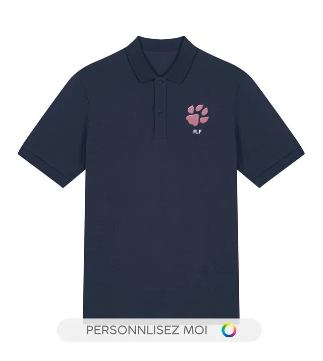 Juste Un T-shirt Personnalisation All Pink polo brodé bleu marine initiales personnalisées