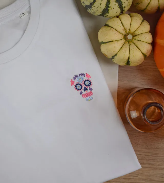 Juste Un T-shirt T-shirts Brodés Dia de los muertos t-shirt brodé