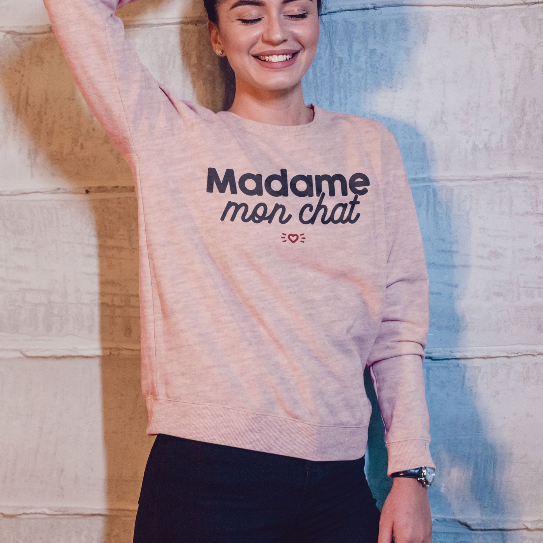 Juste Un T-shirt Sweats Imprimés Madame Mon Chat sweat femme