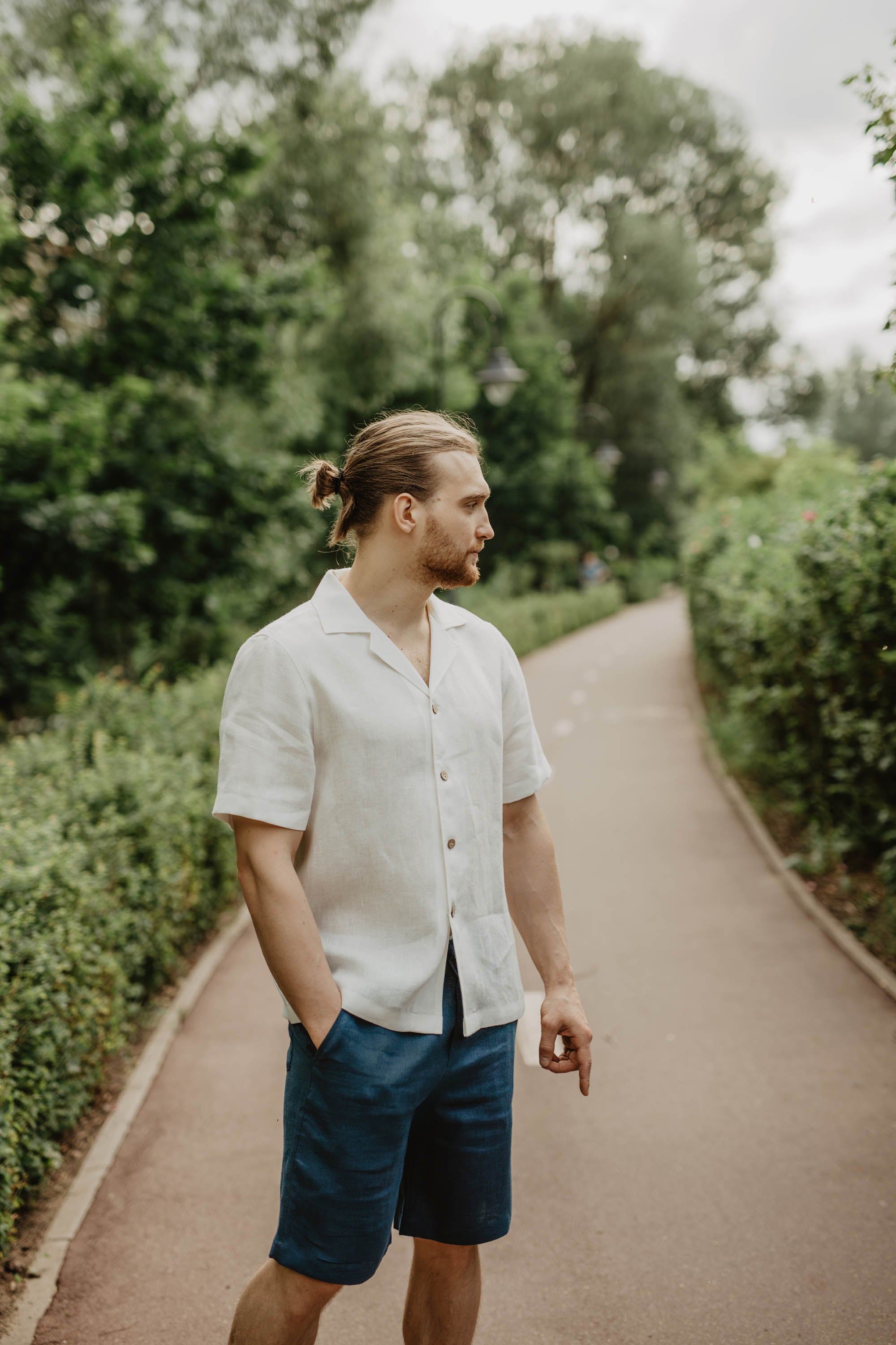 Laumė linen Men's clothing PILĖNAS chemise en lin homme vert forêt