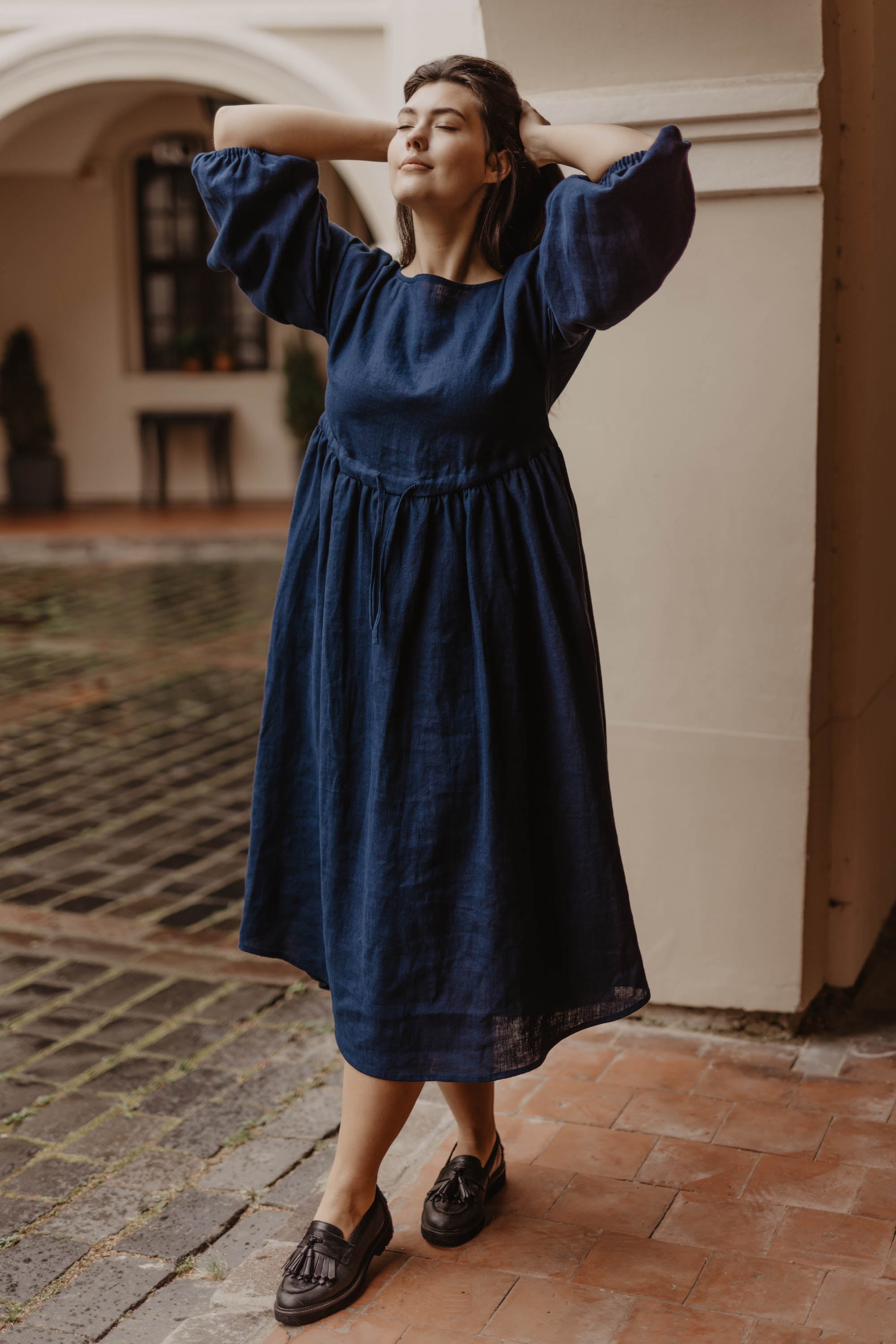 Laumė linen Linen Dresses Rugilė robe en lin à carreaux