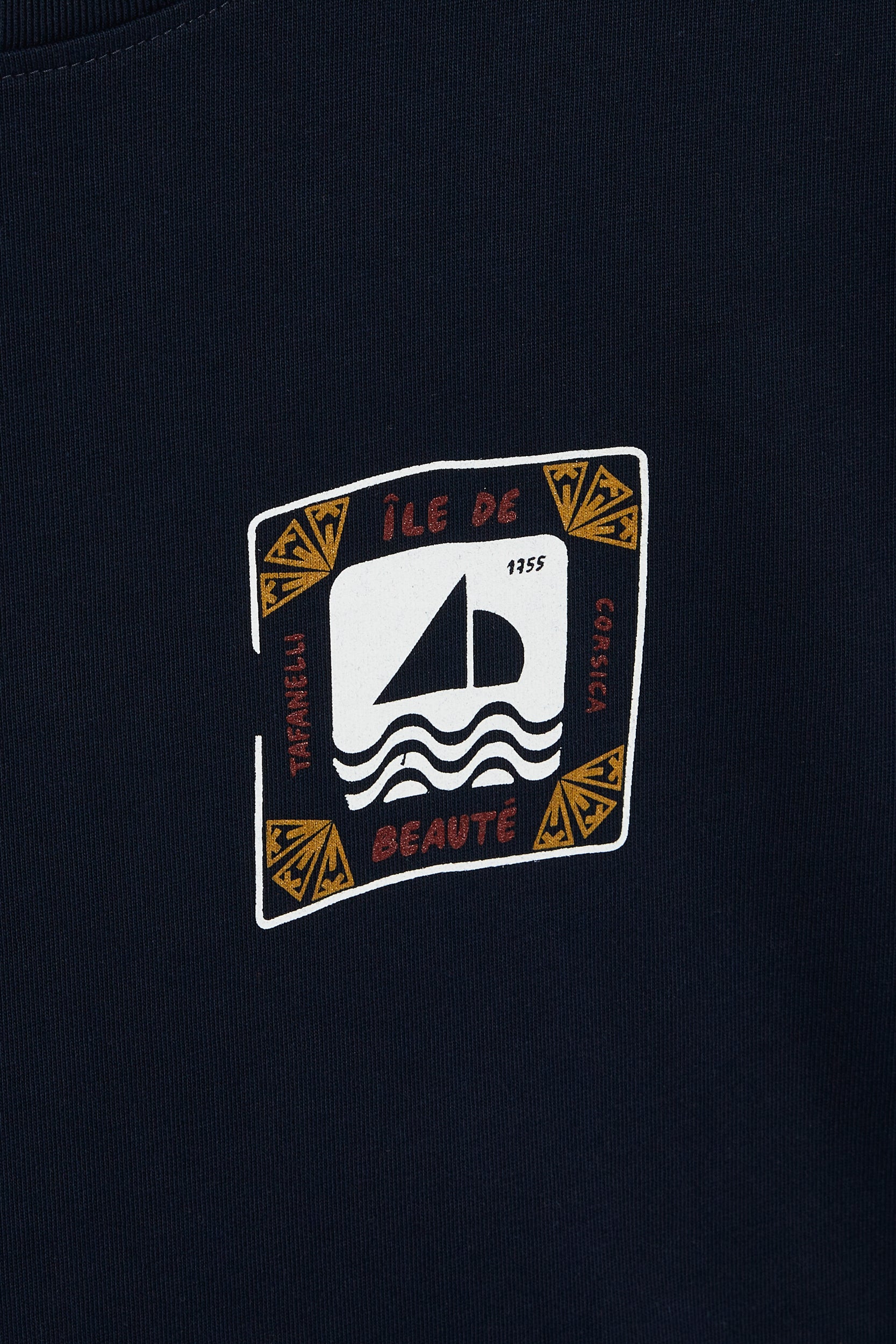 TAFANELLI T-Shirts L'ÎLE DE BEAUTÉ t-shirt bleu marine 280 g coton
